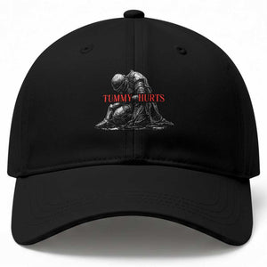 Funny Tummy Hurts Knight Graphic Baseball Cap Warrior Medieval Sarcastic Dark Fantasy Slumped Renaissance Meme TS02 Print Your Wear