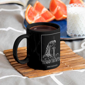 Dramatic Tummy Hurts Kneeling Knight Graphic Coffee Mug Funny Medieval Sarcastic Renaissance Fantasy Meme TS02 Print Your Wear
