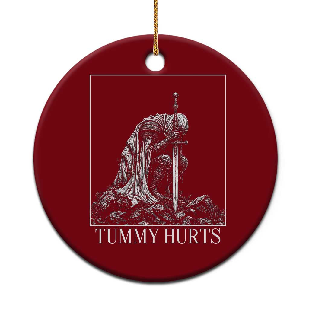 Dramatic Tummy Hurts Kneeling Knight Graphic Ceramic Ornament Funny Medieval Sarcastic Renaissance Fantasy Meme TS02 1pc Red Print Your Wear