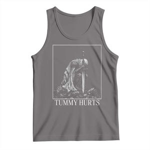 Dramatic Tummy Hurts Kneeling Knight Graphic Tank Top Funny Medieval Sarcastic Renaissance Fantasy Meme TS02 Deep Heather Print Your Wear