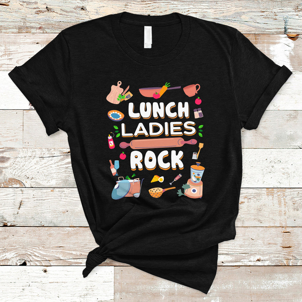 Lunch Ladies Rock Retro Lunch Lady Life Cafeteria Crew T Shirt TS02 Black Printyourwear