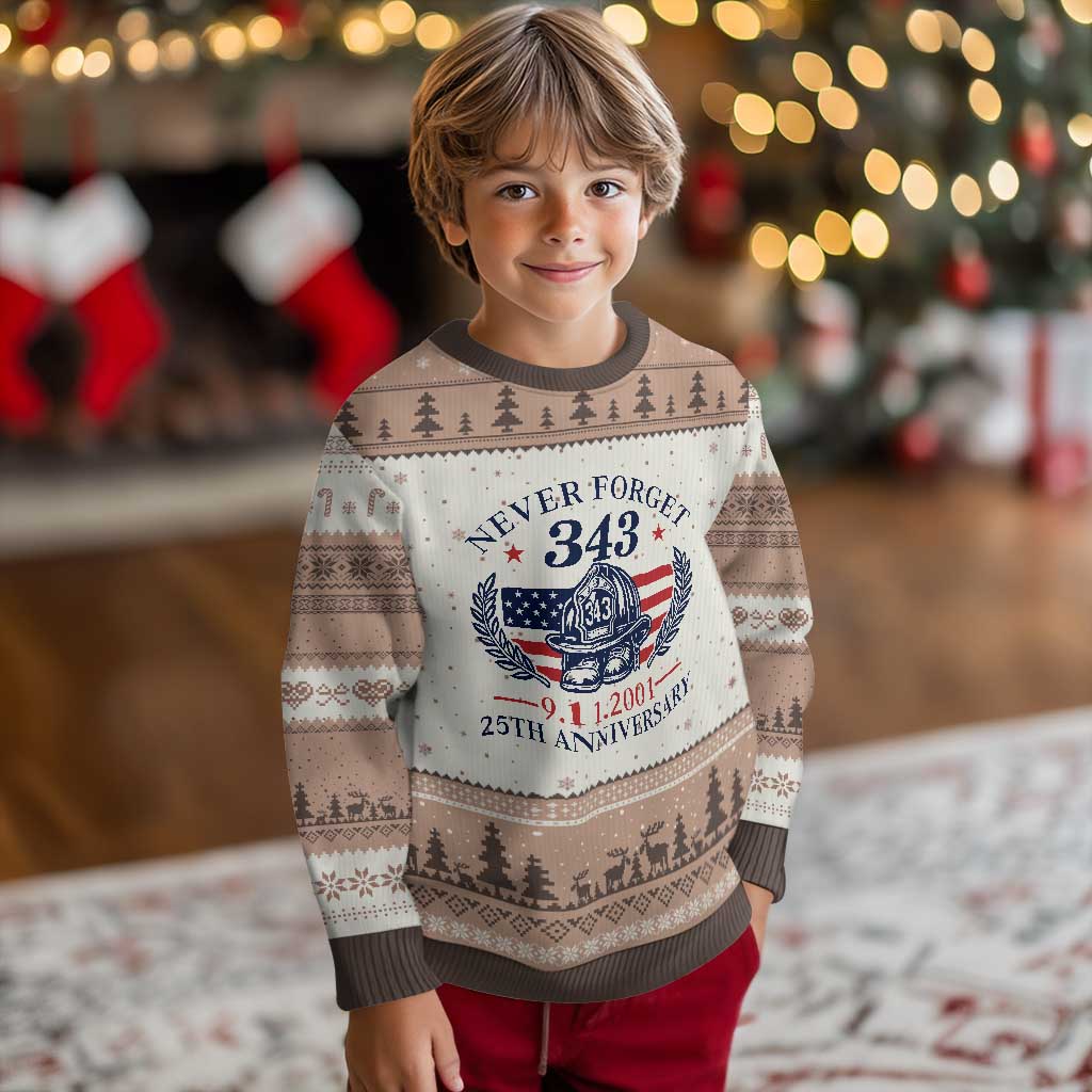 Firefighter Memorial Never Forget 343 Ugly Christmas Sweater 25th Anniversary Patriotic Honor 9 11 Tribute TS02 Mocha Mousse Print Your Wear