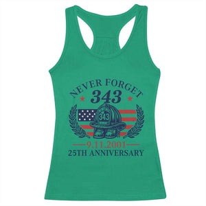 Firefighter Memorial Never Forget 343 Racerback Tank Top 25th Anniversary Patriotic Honor 9 11 Tribute TS02 Irish Green Print Your Wear