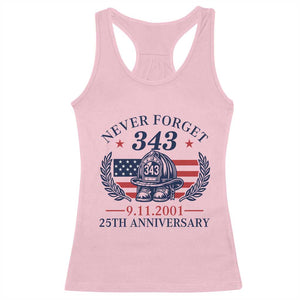Firefighter Memorial Never Forget 343 Racerback Tank Top 25th Anniversary Patriotic Honor 9 11 Tribute TS02 Light Pink Print Your Wear