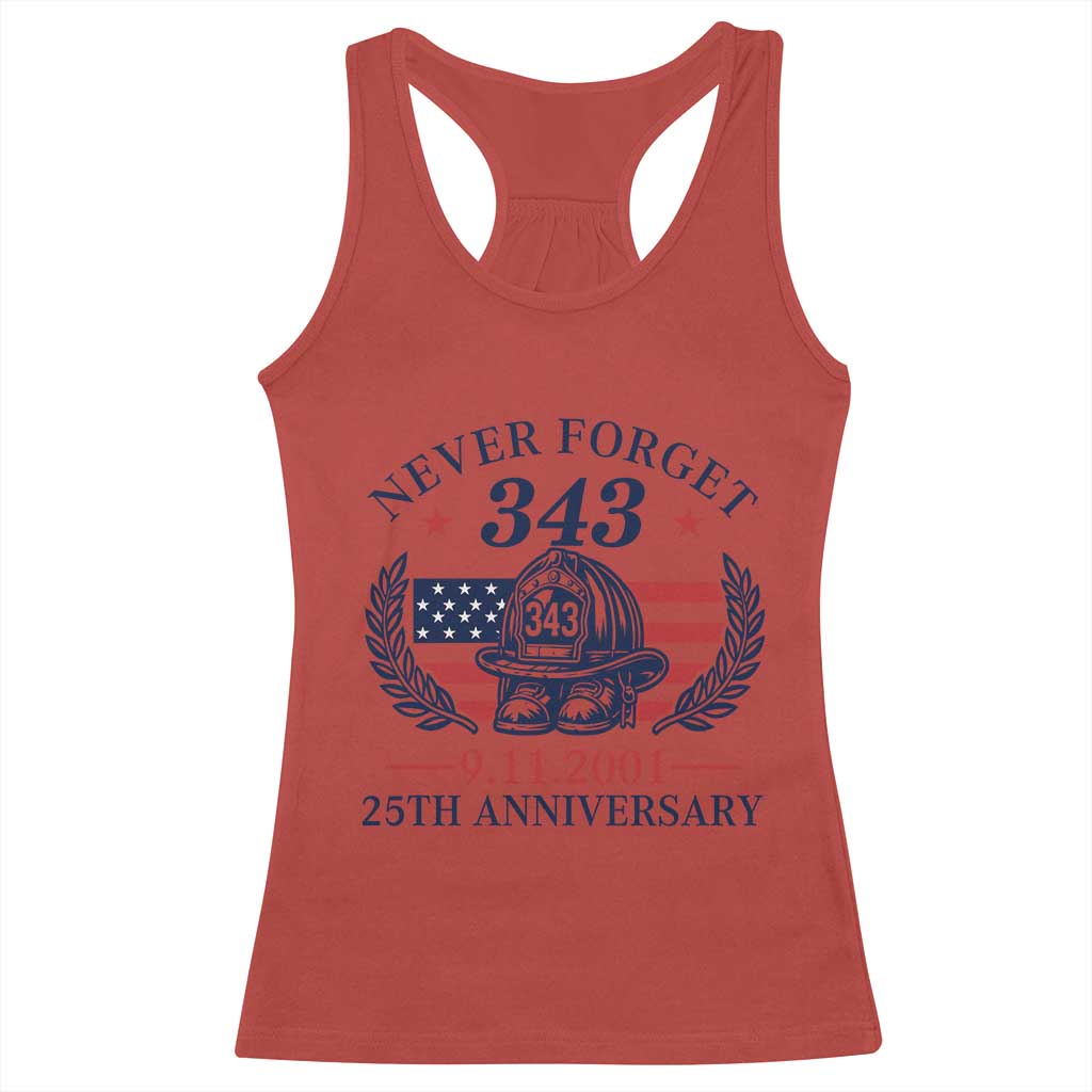 Firefighter Memorial Never Forget 343 Racerback Tank Top 25th Anniversary Patriotic Honor 9 11 Tribute TS02 Red Print Your Wear