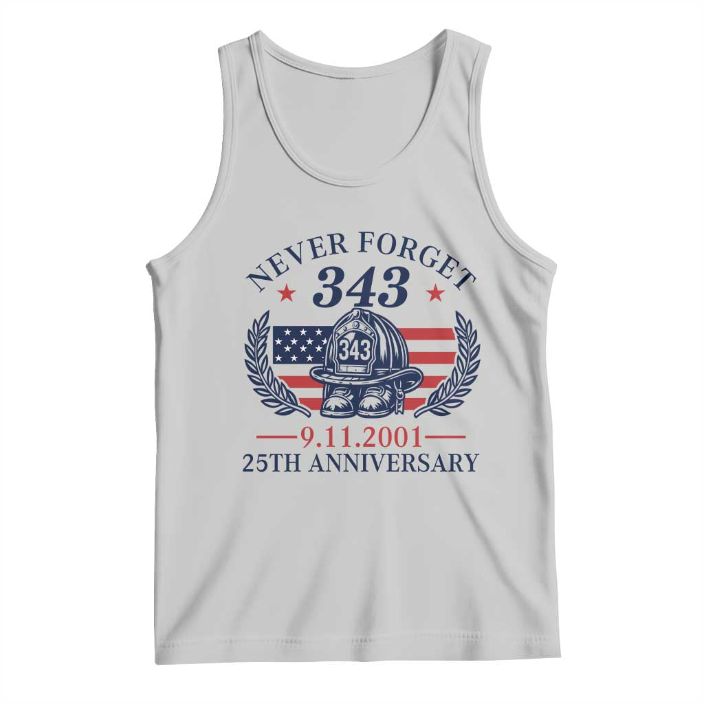 Firefighter Memorial Never Forget 343 Tank Top 25th Anniversary Patriotic Honor 9 11 Tribute TS02 Ash Print Your Wear