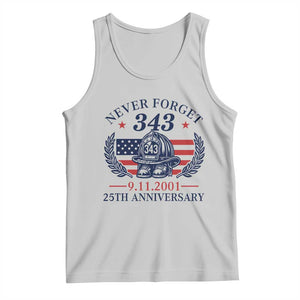 Firefighter Memorial Never Forget 343 Tank Top 25th Anniversary Patriotic Honor 9 11 Tribute TS02 Ash Print Your Wear