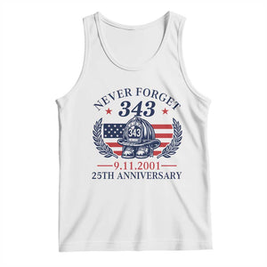 Firefighter Memorial Never Forget 343 Tank Top 25th Anniversary Patriotic Honor 9 11 Tribute TS02 White Print Your Wear