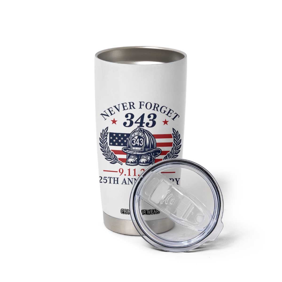Firefighter Memorial Never Forget 343 Tumbler Cup 25th Anniversary Patriotic Honor 9 11 Tribute TS02 Print Your Wear