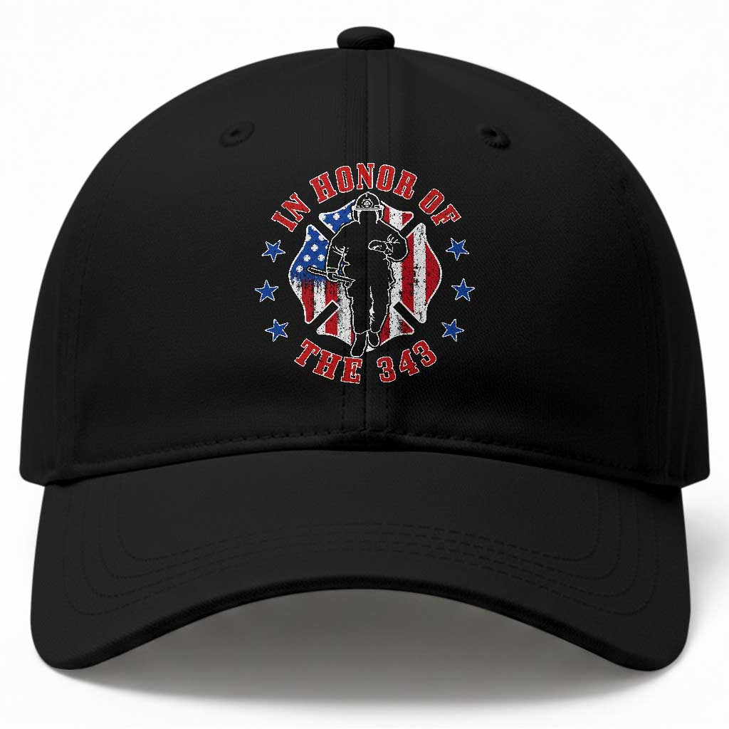 Firefighter Memorial In Honor Of The 343 Maltese Cross Graphic Baseball Cap Patriotic 9 11 Memorial Tribute TS02 Print Your Wear