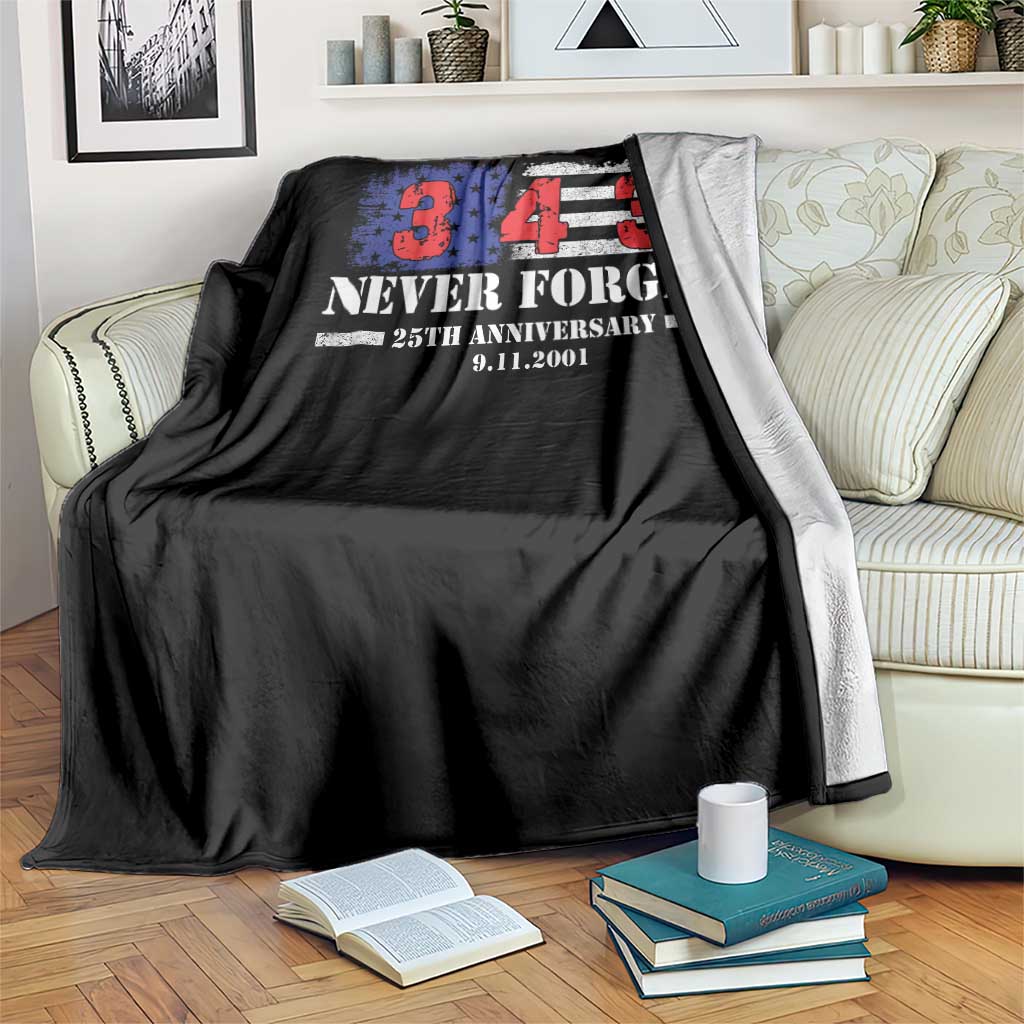 Firefighter Memorial 343 Never Forget American Flag Throw Blanket 25th Anniversary Patriotic Honor 9 11 Tribute TS02 Print Your Wear