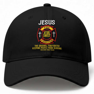Jesus The Original Firefighter Christian Faith Baseball Cap Keeping People From Burning First Responder TS02 Print Your Wear