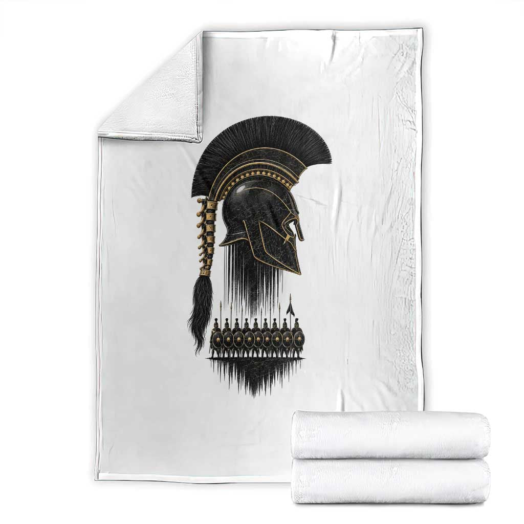Vintage Spartan Warrior Helmet Graphic Throw Blanket Ancient Greek Hoplites Soldiers