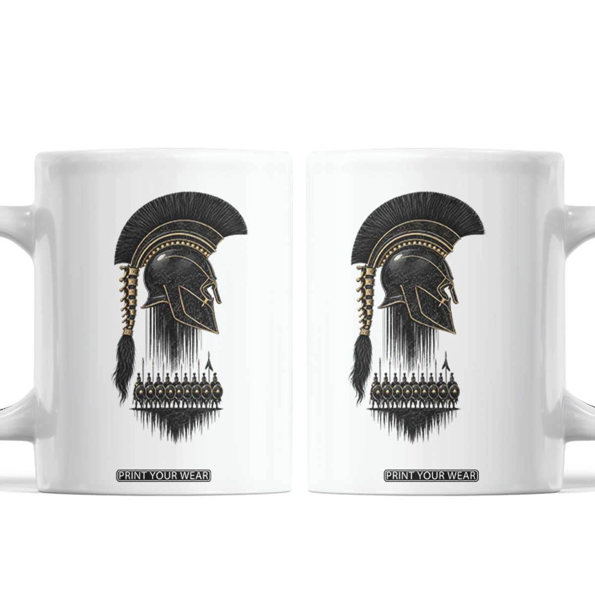 Vintage Spartan Warrior Helmet Graphic Coffee Mug Ancient Greek Hoplites Soldiers