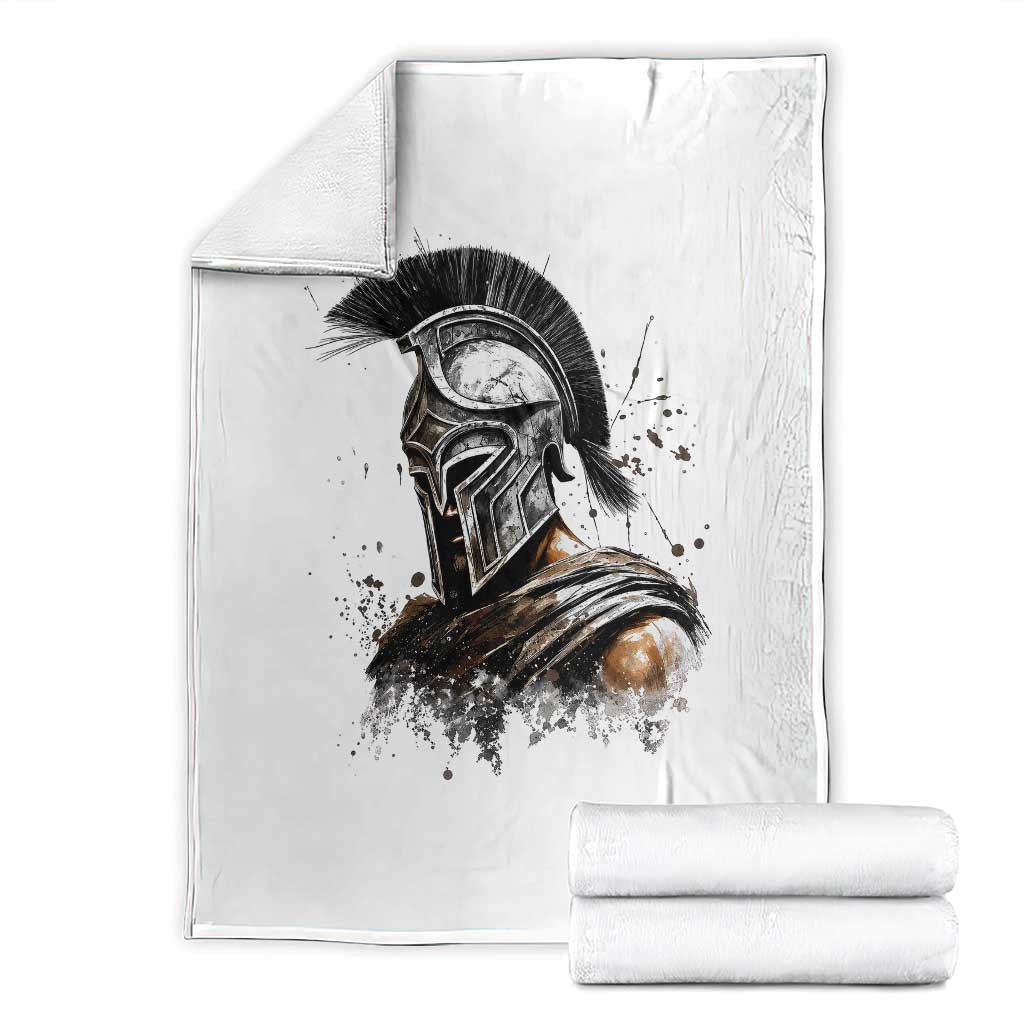 Ancient Spartan Warrior Watercolor Splatter Graphic Throw Blanket Greek Mythology Enthusiast History Gift TS02 White Print Your Wear