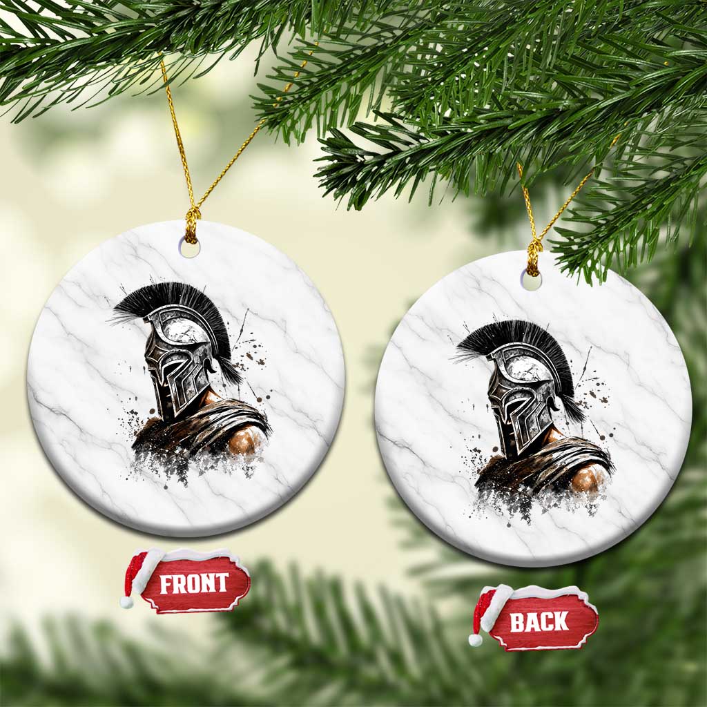 Ancient Spartan Warrior Watercolor Splatter Graphic Ceramic Ornament Greek Mythology Enthusiast History Gift TS02 1pc White Marble Print Your Wear