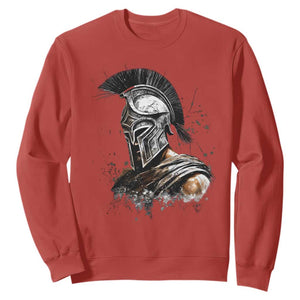 Ancient Spartan Warrior Watercolor Splatter Graphic Sweatshirt Greek Mythology Enthusiast History Gift TS02 Red Print Your Wear