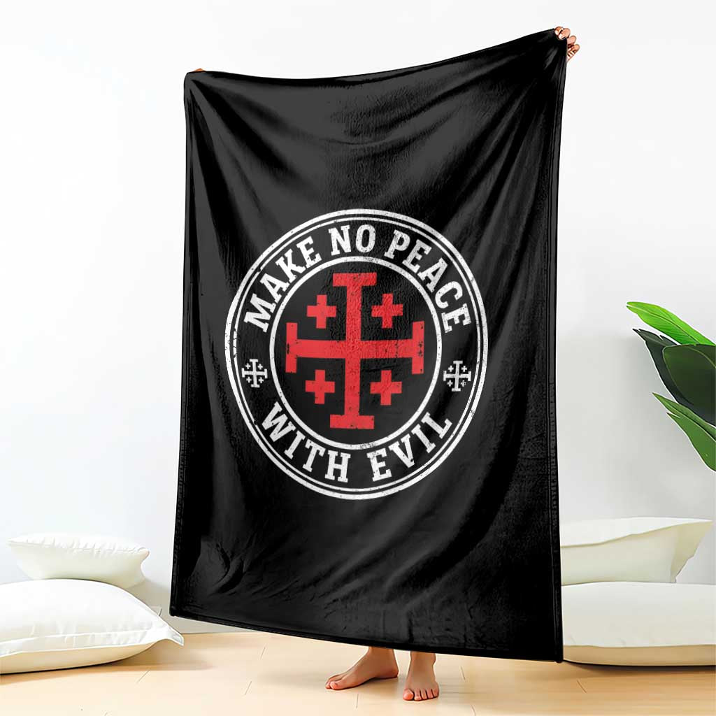 Make No Peace With Evil Jerusalem Cross Throw Blanket Christian Warrior Crusader Emblem Graphic TS02 Print Your Wear