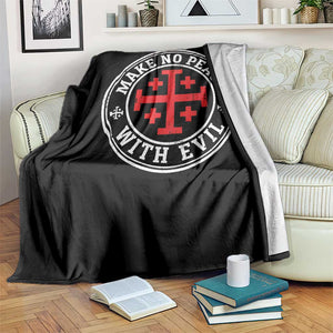 Make No Peace With Evil Jerusalem Cross Throw Blanket Christian Warrior Crusader Emblem Graphic TS02 Print Your Wear