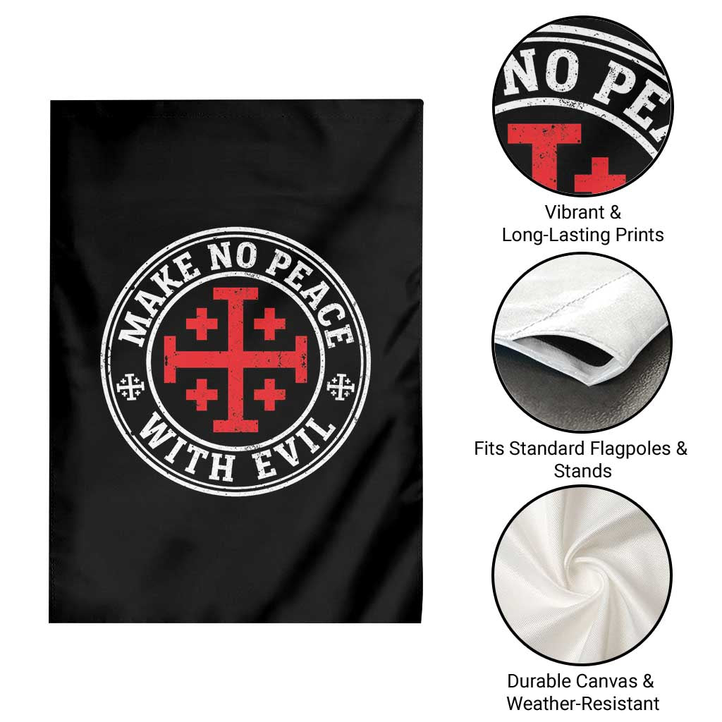 Make No Peace With Evil Jerusalem Cross Garden Flag Christian Warrior Crusader Emblem Graphic TS02 Print Your Wear