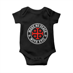 Make No Peace With Evil Jerusalem Cross Baby Onesie Christian Warrior Crusader Emblem Graphic TS02 Black Print Your Wear