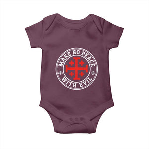 Make No Peace With Evil Jerusalem Cross Baby Onesie Christian Warrior Crusader Emblem Graphic TS02 Maroon Print Your Wear