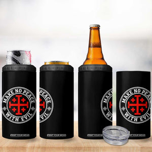 Make No Peace With Evil Jerusalem Cross 4 in 1 Can Cooler Tumbler Christian Warrior Crusader Emblem Graphic TS02 Print Your Wear