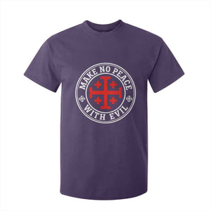 Make No Peace With Evil Jerusalem Cross T Shirt For Kid Christian Warrior Crusader Emblem Graphic TS02 Purple Print Your Wear