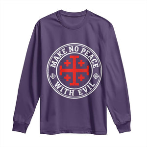 Make No Peace With Evil Jerusalem Cross Long Sleeve Shirt Christian Warrior Crusader Emblem Graphic TS02 Purple Print Your Wear