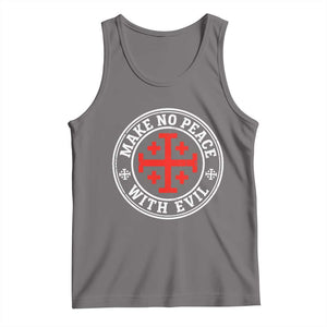 Make No Peace With Evil Jerusalem Cross Tank Top Christian Warrior Crusader Emblem Graphic TS02 Deep Heather Print Your Wear