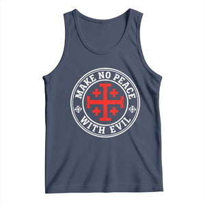Make No Peace With Evil Jerusalem Cross Tank Top Christian Warrior Crusader Emblem Graphic TS02 Navy Print Your Wear