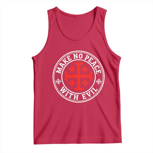 Make No Peace With Evil Jerusalem Cross Tank Top Christian Warrior Crusader Emblem Graphic TS02 Red Print Your Wear