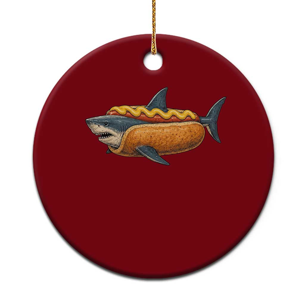 Hot Dog Shark Mustard Bun Food Mashup Ceramic Ornament Funny Ocean Animal Summer Graphic