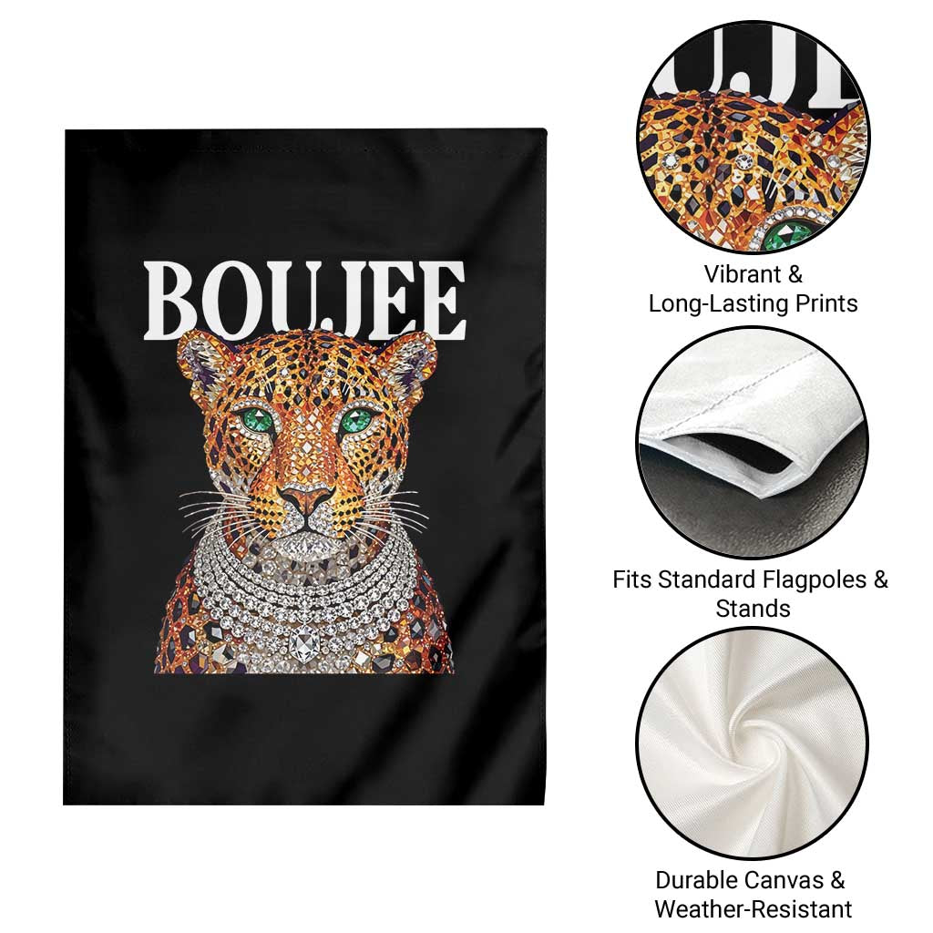 Boujee Gemstone Leopard Glamorous Wild Cat Graphic Garden Flag