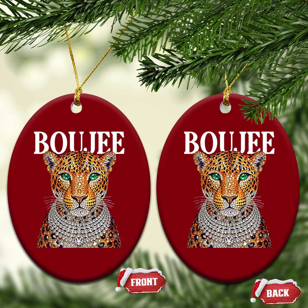 Boujee Gemstone Leopard Glamorous Wild Cat Graphic Ceramic Ornament