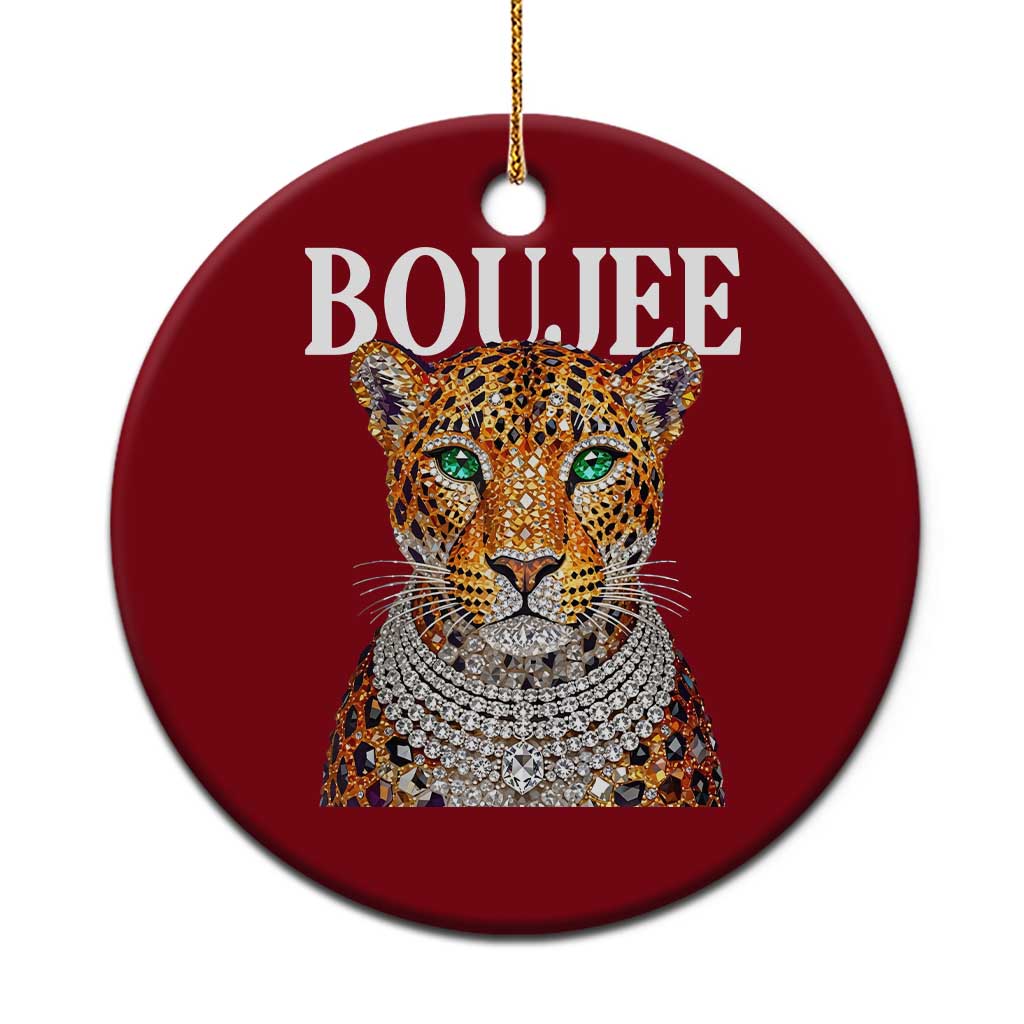Boujee Gemstone Leopard Glamorous Wild Cat Graphic Ceramic Ornament