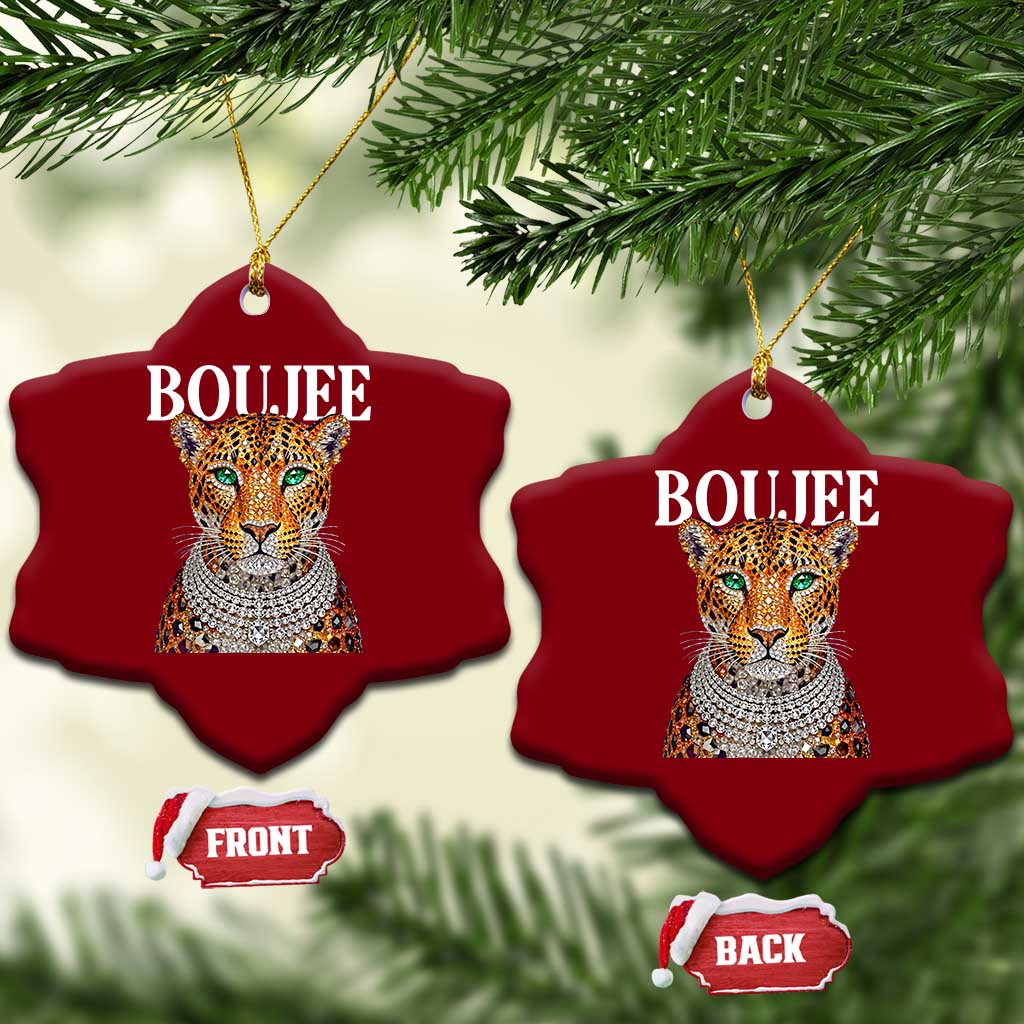 Boujee Gemstone Leopard Glamorous Wild Cat Graphic Ceramic Ornament