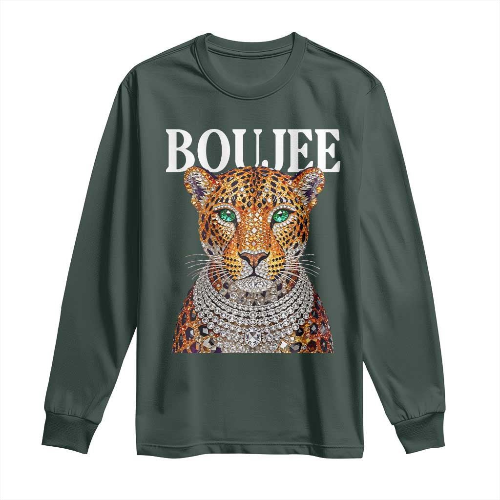 Boujee Gemstone Leopard Glamorous Wild Cat Graphic Long Sleeve Shirt