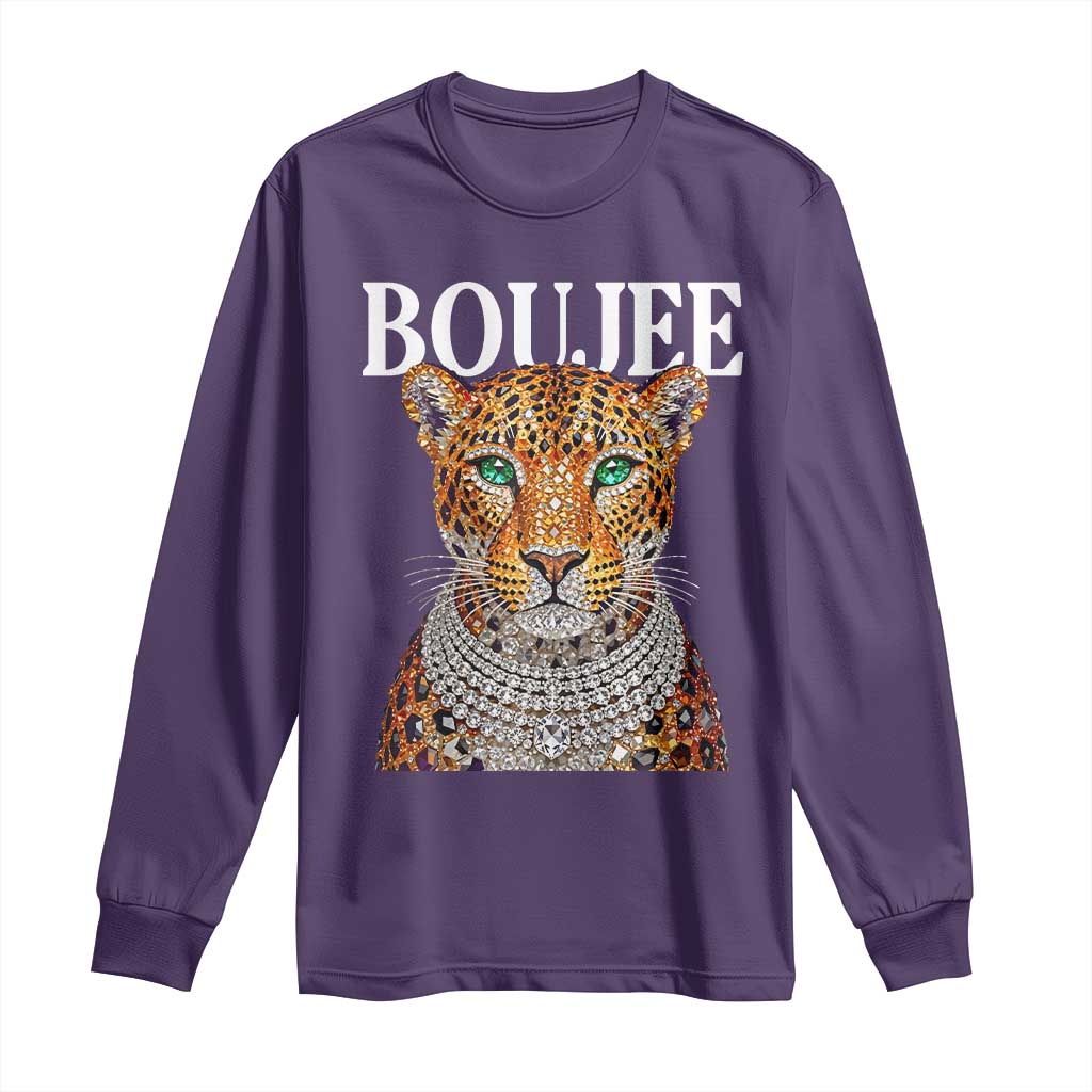 Boujee Gemstone Leopard Glamorous Wild Cat Graphic Long Sleeve Shirt