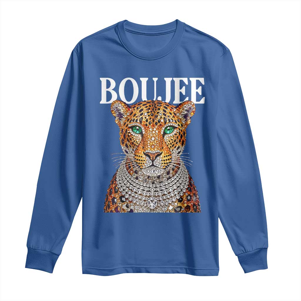 Boujee Gemstone Leopard Glamorous Wild Cat Graphic Long Sleeve Shirt