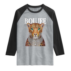 Boujee Gemstone Leopard Glamorous Wild Cat Graphic Raglan Shirt