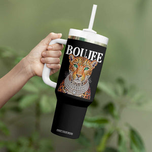 Boujee Gemstone Leopard Glamorous Wild Cat Graphic Tumbler With Handle