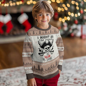 I Might Be The Reason The Rum Is Gone Pirate Skull Ugly Christmas Sweater Funny Drinking Humor