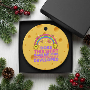 Does This Shirt Make Me Look Professionally Developed Ceramic Ornament Retro Rainbow Butterfly Sarcastic Professional Development PD Humor TS02 1pc Yellow Cheese Print Your Wear