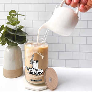 Funny Goblincore Sword Frog Riding Alligator Meme Glass Can I Will Succeed Because I Am Insane Chaotic Motivation TS02 Print Your Wear