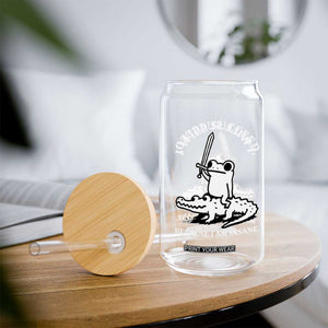 Funny Goblincore Sword Frog Riding Alligator Meme Glass Can I Will Succeed Because I Am Insane Chaotic Motivation TS02 Print Your Wear