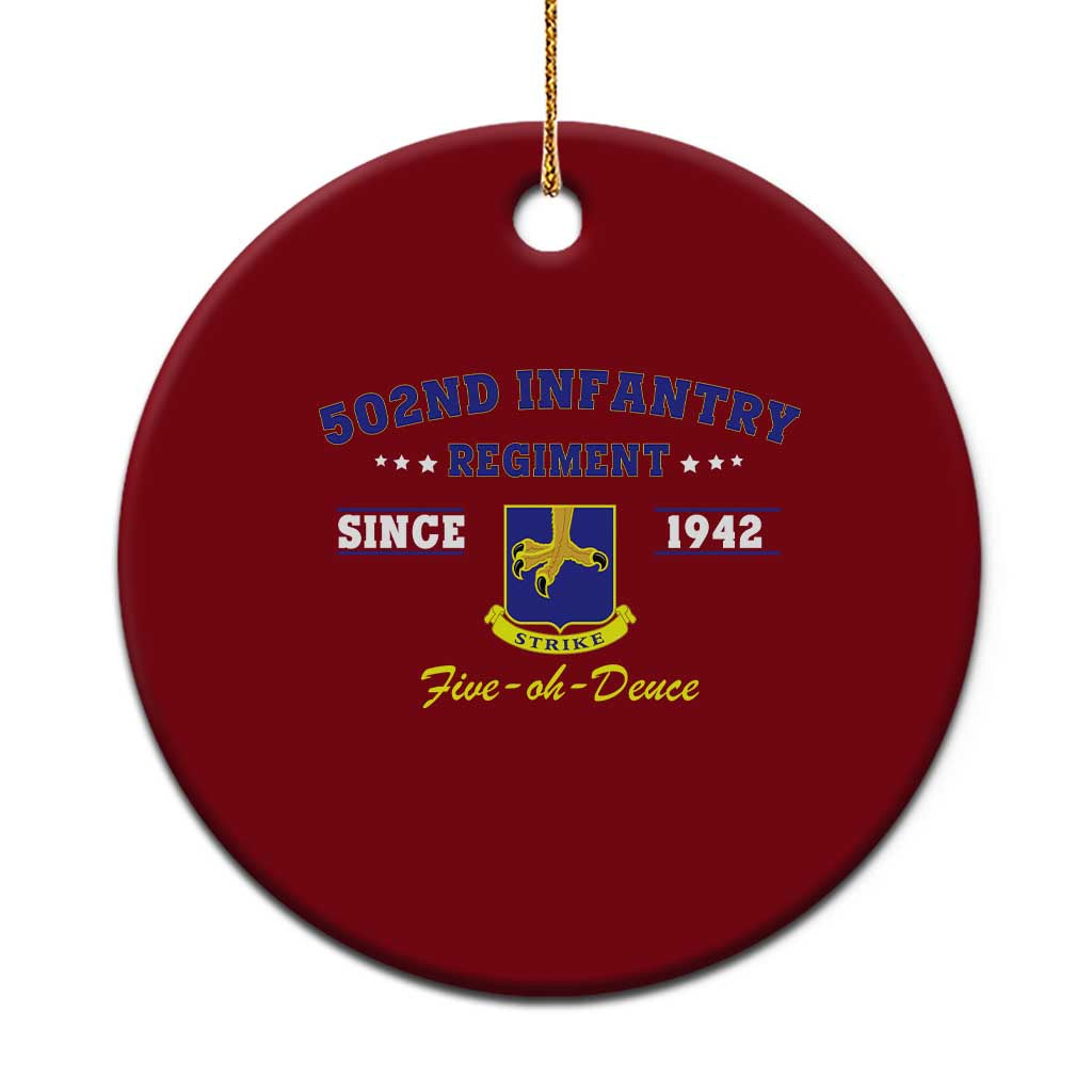 502nd Infantry Regiment Strike Five Oh Deuce 1942 Ceramic Ornament Veteran US Army