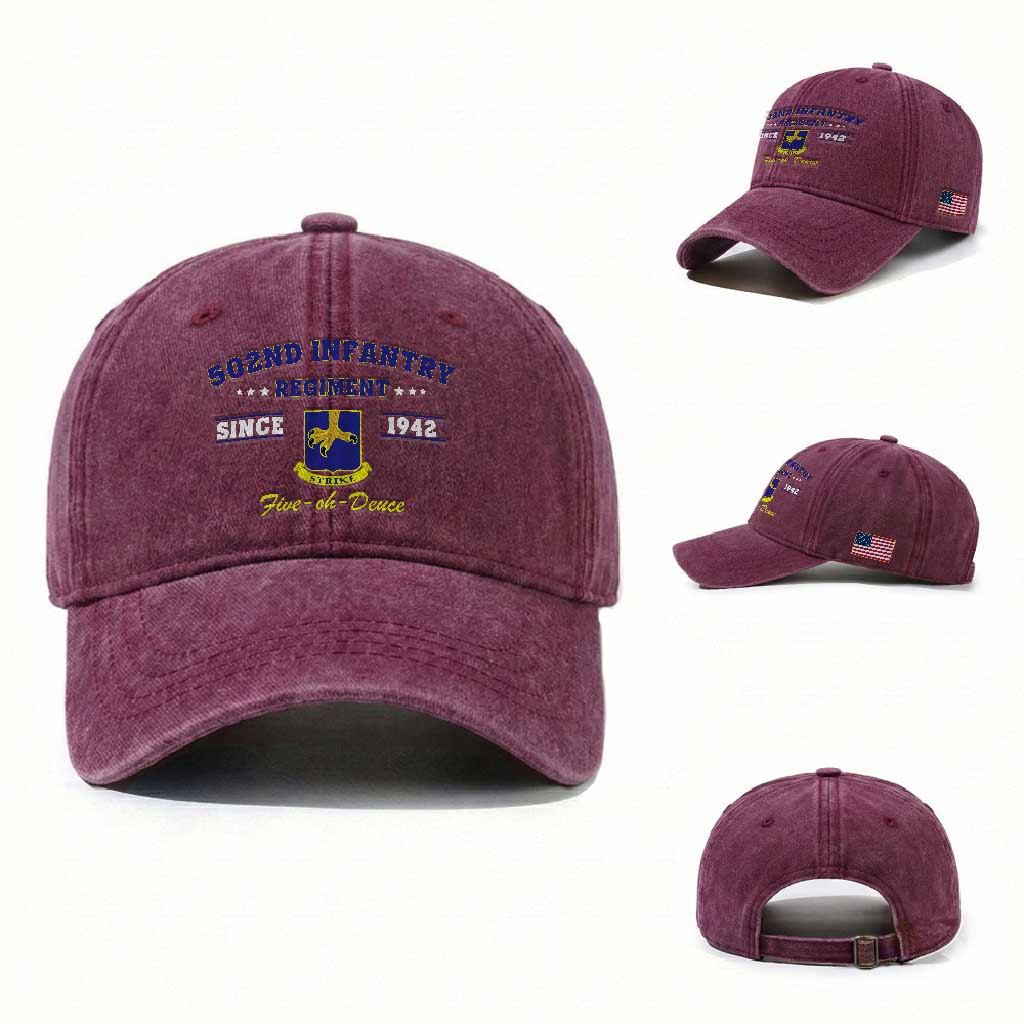 502nd Infantry Regiment Strike Five Oh Deuce 1942 Washed Cotton Baseball Cap Veteran US Army