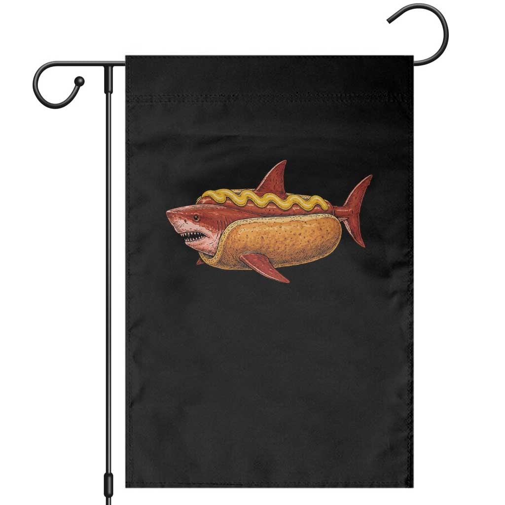 Red Hot Dog Shark Mustard Bun Mashup Garden Flag Funny Surreal Food Ocean Graphic