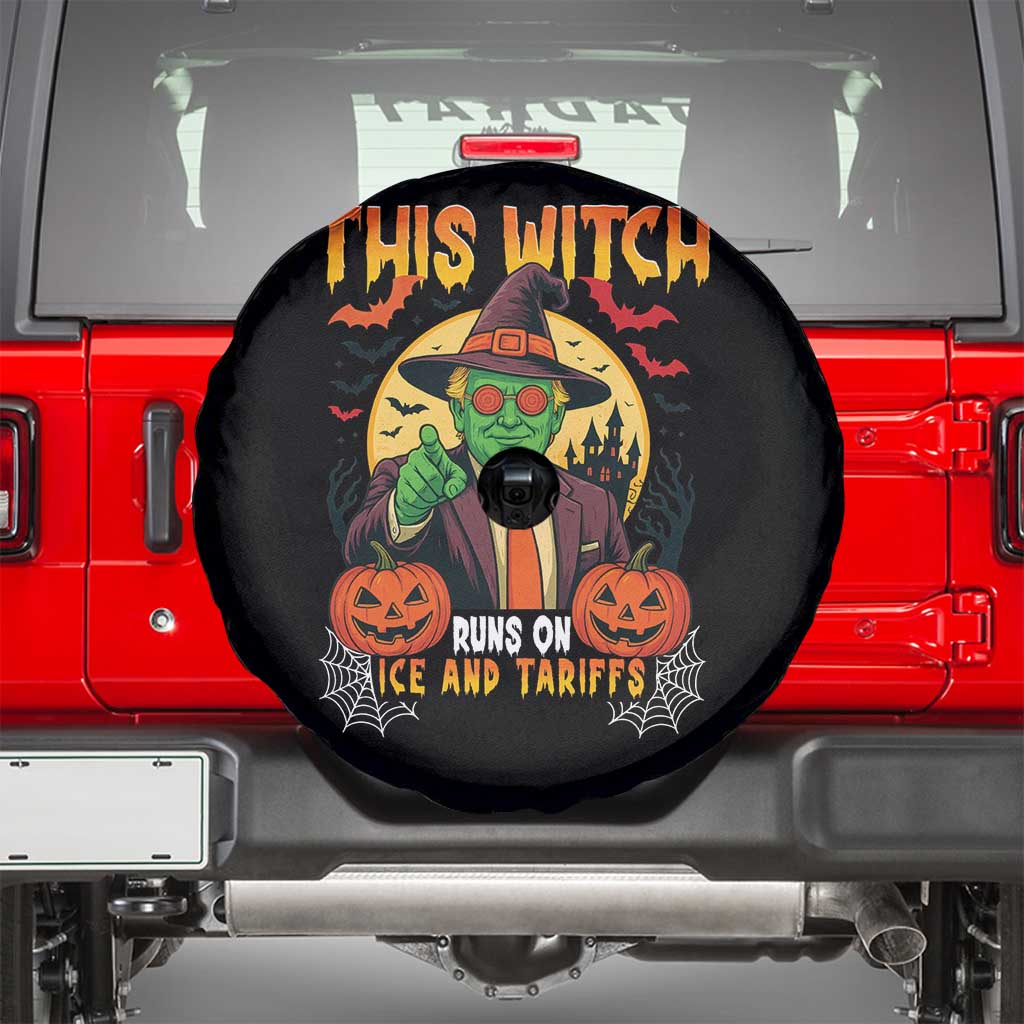 Funny Sarcastic Trump Witch Spare Tire Cover This Witch Runs On Ice and Tariffs Political Satire TS02 Black Print Your Wear